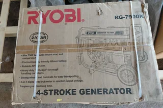Ryobi Generator 4 Stroke With Battery &amp; Key start 7.5Kva