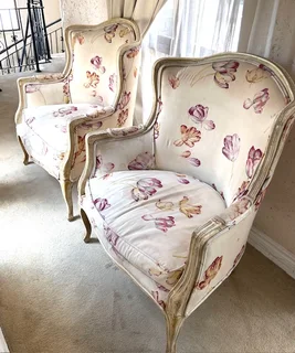 French Style Bergere armchairs x 2