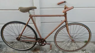 Rustic vintage fixed gear commuter bicycle