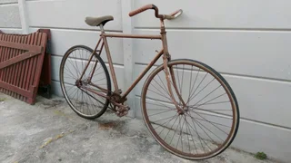 Rustic vintage fixed gear commuter bicycle