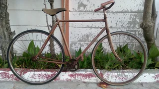 Rustic vintage fixed gear commuter bicycle