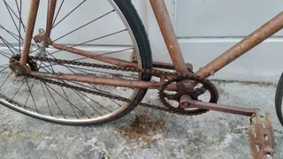Rustic vintage fixed gear commuter bicycle