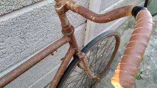 Rustic vintage fixed gear commuter bicycle