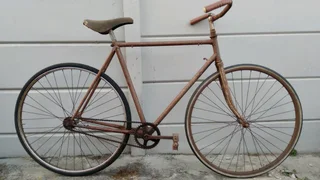 Rustic vintage fixed gear commuter bicycle
