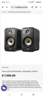Polk Audio Signature Elite ES20 Award Winning Bookshelf Loudspeakers (BLACK
