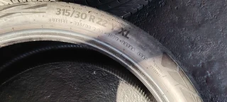 315 x 30 x 22&#34; Continental tyres - 50% life