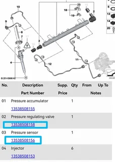 BMW diesel pump injector rail