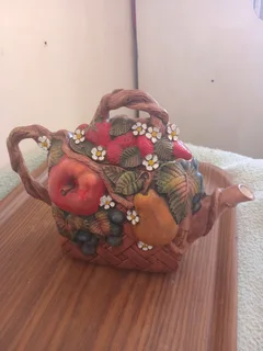 Fruit basket ceramic teapot