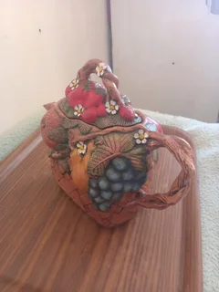 Fruit basket ceramic teapot