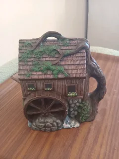 Tree mill house ceramic teapot