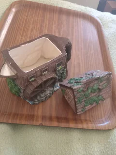 Tree mill house ceramic teapot