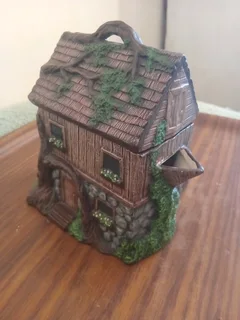 Tree mill house ceramic teapot