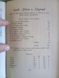 Original Springbok cricket touring team, UK, 1951 with signatures in frame with book
