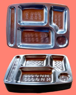 24 × Stainless Steel, Multi-division, Canteen Trays: R1200 For All / R300 For Set Of 6