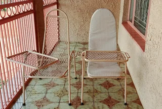 Eight, Custom Made, Solid Steel, Patio/garden Chairs With Attached Tables: R1 000 Each