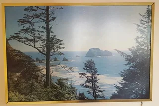 Picture: Water Landscape In A Brass Frame