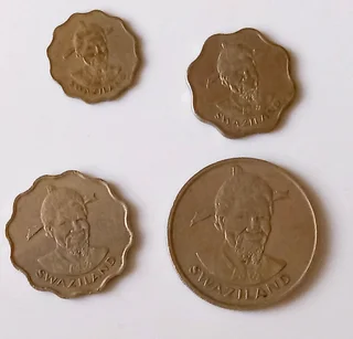 COLLECTABLES: COINS AND NOTES OF SWAZILAND: 4 COINS &#43; 2 NOTES
