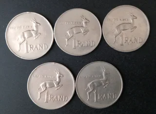 COLLECTABLES: S.A. COINS: 5 × R1 COINS