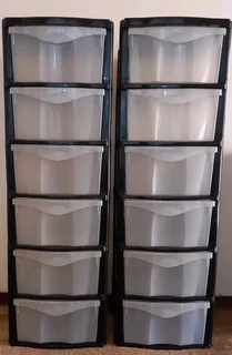 2 X Six Drawer, Plastic, Storage Units