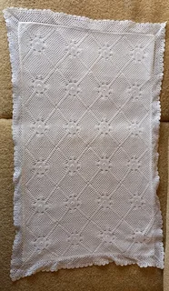 Two, good quality cotton, hand crocheted pillowcases with diamond and flower design.