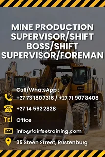 Winch operator/RDO/Mine Team Leader/Foreman/Construction machines/Safety courses/ Mining school