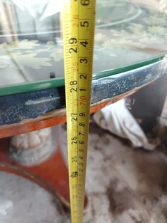 Pedestal base round antique table.