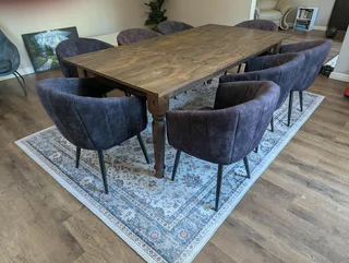 Elegant set of 8 Velvet dining chairs - Charcoal Grey