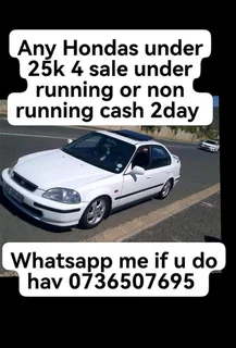 We buy honda's running or non running cash