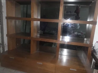 Hard/solid wood display mirror cupboard