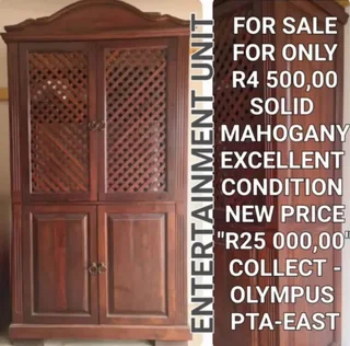 Solid Mahogany Wood Entertainment Cabinet *Excellent Condition*