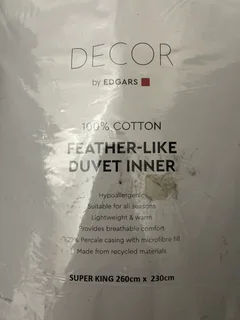 DECOR BY EDGARS - FEATHER-LIKE DUVET INNER -  SUPER KING SIZE