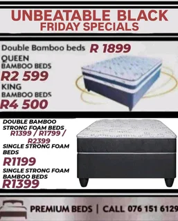 Brand New Quality Strong Foam Bamboo Beds Available In Richardsbay, All Sizes In Stock
