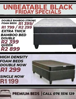 BRAND NEW QUALITY STRONG FOAM BAMBOO BEDS AVAILABLE IN RICHARDSBAY, ALL SIZES IN STOCK