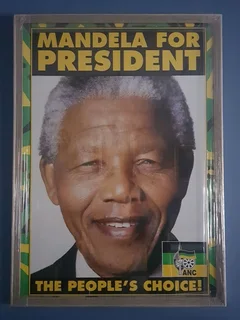 Collectable Nelson Mandela Election Poster 1994 &amp; Silver Mandela Bangle