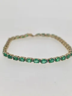 Emerald &amp; Diamond Tennis Bracelet