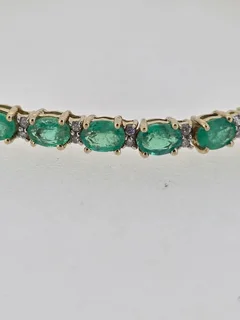 Emerald &amp; Diamond Tennis Bracelet