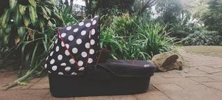 Carry Cot - Black and White Polka Dot - Excellent Condition