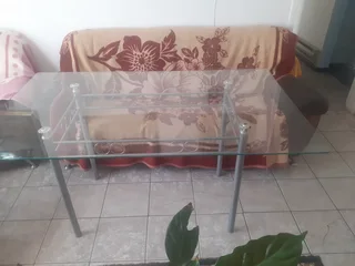 Dining room table silver with glass top