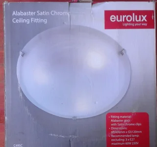 Alabaster Satin Chrome Ceiling Fitting 400mmX120mm. Brand new in a box.