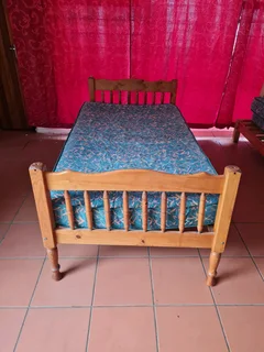 Single Solid Wood Bed Frame With Free Mattress For Sale