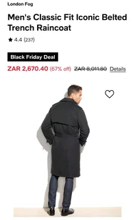 London Fog Mens Classic Iconic Belted and Lined Trench Raincoat
