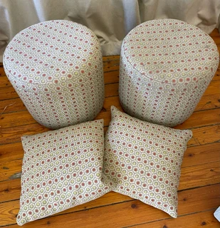 2 ottomans plus 2 matching cushions