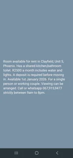 Room available for rent in Clayfield, Unit 5, Phoenix.