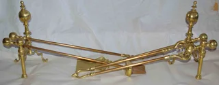 Brass Fire Irons and Fire Dog