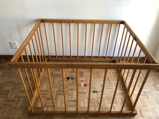 Vintage Wooden Cot and Play Pen