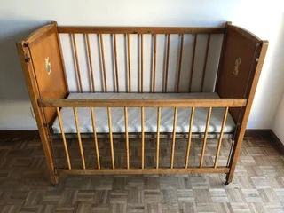 Vintage Wooden Cot and Play Pen