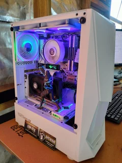 White Build | Ryzen 5500 3.6GHz | 32GB Ram | Radeon 4GB DDR5|Daul NVME | Prism RGB- Gaming Rig
