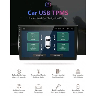 USB Tire Pressure Monitor, 0,8 BAR Car External TPMS for Android Car Radio