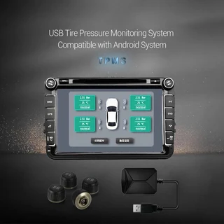USB Tire Pressure Monitor, 0,8 BAR Car External TPMS for Android Car Radio