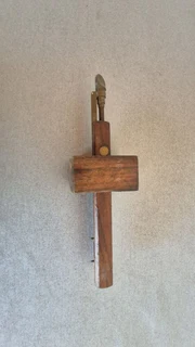 Vintage rosewood double pin scribe with brass inlets.